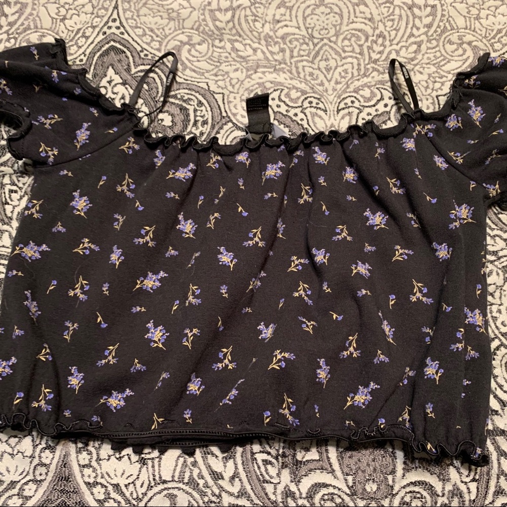 floral cropped off the shoulder top